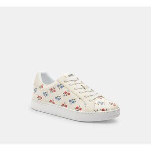 Coach Clip Low Top Sneaker Women Size 11 Chalk Floral Print Lace Up Rubber Sole